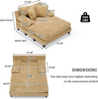 Faux Fur Oversized Chaise Lounge Indoor with Adjustable Backrest | 59 Inches Single Sleeper Sofa Chair, with 3 Lumbar Pillows, Upholstered, for Living Room, Bedroom, Office