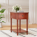 ROOMTEC Solid Wood End Table with Drawer and Shelf, Narrow Side Table Living Room, Vintage Wood Narrow Sofa Side Table, Nightstand for Bedroom, 14" W x 22" D x 24.8" H