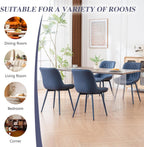 YOUNIKE Faux Leather Dining Chairs Set of 2 Mid-Century Modern High Padded Back Comfy Upholstered Kitchen Chairs with Metal Legs Wide Seat Accent Side Chair for Dining/Living/Waiting Room Navy Blue