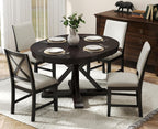 chairus Farmhouse Dining Chairs Set of 4, Upholstered Armless Dining Room Chairs with Stuffed Back and Cushion Wooden Kitchen Chairs for Dining Table/Restaurant/Reception, Linen Grey/Black Leg