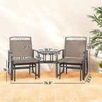 Outsunny Outdoor Glider Chairs with Coffee Table Patio 2-Seat Brown | Rocking Chair Swing, Breathable Sling, Backyard, Garden, Porch