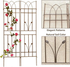 2 Pack Metal Garden Trellis 71" Fence Rustproof Garden Trellis for Climbing Plants Support Roses Flower Outdoor Lawn, Brown 6FT