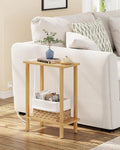 TUTOTAK Small End Table with Charging Station, Narrow Side Table with USB Ports and Outlets, Skinny Sofa Table, Slim Nightstand, Living Room, Bed Room, Natural TB01BN060
