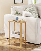 TUTOTAK Small End Table with Charging Station, Narrow Side Table with USB Ports and Outlets, Skinny Sofa Table, Slim Nightstand, Living Room, Bed Room, Natural TB01BN060