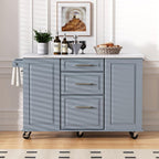 Rolling Kitchen Island Cart with Marble Countertop, Mobile Storage Kitchen Cabinet with Drawers & Cabinets for Small Kitchen Apartment