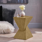Modern Hourglass Side Table, Sculptural End Table for Living Room, Bedroom & Office, Hand-Finished Accent Table with Wood-Like Texture, for Indoor Use, Compact 18 Inch Design,Light Natural