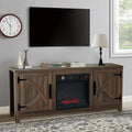 58 Inch Fireplace TV Stand for TV up to 65" | Farmhouse TV Stand with 18" Electric Fireplace, Rustic Entertainment Center with Storage, TV Stands for Living Room (Coffee)