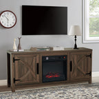 58 Inch Fireplace TV Stand for TV up to 65" | Farmhouse TV Stand with 18" Electric Fireplace, Rustic Entertainment Center with Storage, TV Stands for Living Room (Coffee)