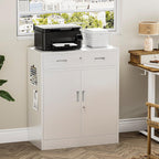Metal Storage Cabinets with Drawer, 36" H Lockable Storage Cabinet with Doors and Adjustable Shelves, Small White Steel File Cabinet for Home, Office, Warehouse, School, Assembly Required