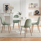 Howtek Dining Chairs Set of 4, Mid Century Modern Green Velvet Upholstered Kitchen Chairs with Backrest & Metal Legs for Living Room, Dining Room, Vanity