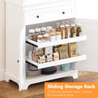 Spirich 71'' Tall Kitchen Pantry Cabinet, Wood Food Pantry Cabinet with Drawers and Wine Glass Rack, Freestanding Storage Cabinet for Kitchen, Living Room, Dining Room, White