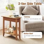 Giantex Wedge End Table, Triangle Side Table with Storage Shelf and Solid Wood Legs, 24.5" Tall Nightstand, Modern Narrow Accent Recliner Table for Small Space Living Room, Walnut