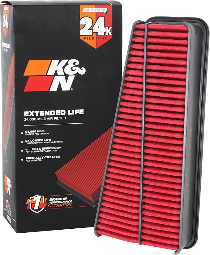 K&N Engine Air Filter: Extended Life 24,000 Mile Replacement Air Filter: Compatible with 2002-2015 Toyota Mid-size Truck and SUV V6 (4-Runner, Tacoma, Hilux, Land Cruiser, Prado, FJ Cruiser), KNX-2281