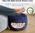 SHOUREN Stuffed Round Ottoman,Pouf Ottoman Foot Rest,20 X 15 in,Navy | Corduroy Cover,Memory Foam Filler,Pouf Storage Ottoman Footstool for Living Room,20 X 15 Floor Poufs for Couch,Footrest Only