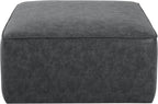 Christopher Knight Home Ellis Faux Leather Ottoman Footstool, Square Pouf Poufee Footrest Ottoman Large Seat, Modern Side Table for Living Room Bedroom Home Decor Gifts, Black