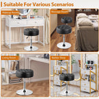 SUPER DEAL Vanity Stools for Makeup, Vanity Ottoman Chair with Adjustable Height and 360° Swivel for Makeup Room Bedroom Living Room, Black