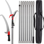 Walensee Pole Saws for Tree Trimming,7.2-27FT Extendable Tree Pruner,Manual Branch Timmer with Blade and Scissors High Branches Pruning Fiberglass Pole Pruner and Cutter Garden Tool with Storage Bag