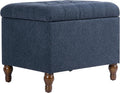 Spatial Order 24" Button Tufted Storage Ottoman - Blue Woven Fabric