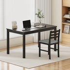 WiberWi Dining Table Set for 4, Solid Wood Kitchen Table and Chairs Set of 4, 43.3” Space-Saving Mid Century Modern Dining Room Table with Upholstered Chairs, Black