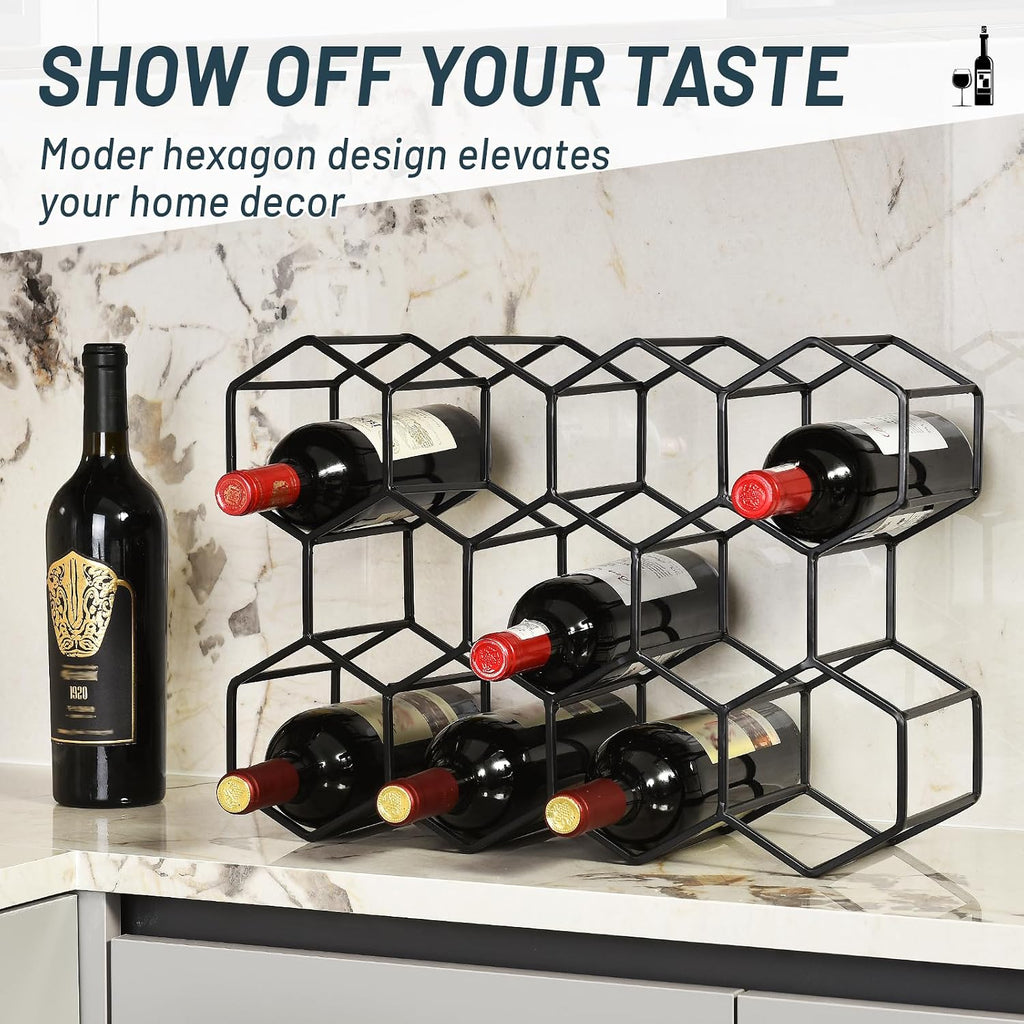 Countertop Wine Rack, 5.3 pounds, Heavier and More Stable Wine Storage Cabinet Shelf Wine Racks Countertop for Pantry,Kitchen,14 Bottles Wine Rack Black No Assembly Required