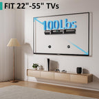 Studless TV Wall Mount for 22-55 Inch TVs, Slim No Stud TV Mount, Drywall TVs Bracket, Holds Up to 100 lbs, Max VESA 400x400mm - No Drill Easy Installation with Bubble Level