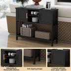 Entryway Table, Console Table, Sofa Table with 2-Door and Shelf, Black | Entryway Cabinet and Sideboard Cabinet with Large Storage Space for Daily Use in Hallway, Foyer, Living Room