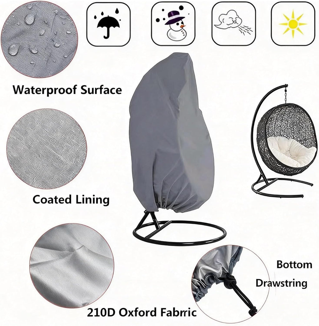 Heavy-Duty 210D Oxford Swing Cover-Waterproof UV-Resistant and Windproof Hammock with Drawstring(Single(115cmx190cm))