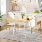 HOOBRO Bamboo Dining Table, Square Dining Table for 2, 27.6" Kitchen Table for Small Space, Writing Table, Easy to Assemble, for Dining Room, Living Room, Office, Kitchen, Natural and White YW70CZ01G1