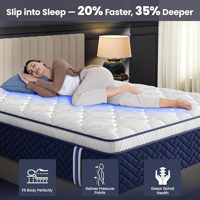 Firm Queen Mattress 12 Inch - Hotel Collection Hybrid Mattress with 5-Zone Support, Luxury Sleep Comfort, Extra Back & Hip Support, Fiberglass-Free, CertiPUR-US Certified, 365-Night Trial