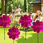 4PCS Flower Wind Spinner Sparkly Lawn Pinwheel 11.8 inch Hot Pink Garden Windmill for Garden, Party, Outdoor, Yard Decor