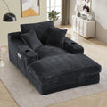 49" x 76" Corduroy Chaise Lounge, Cup Holders, Dark Gray | Super-oversized corduroy chaise with deep sleeper seating and built-in cup holders for reading, lounging, or overnight rest.
