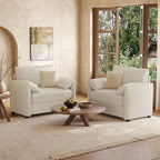 ONBRILL Oversized Accent Chair, 41 Inch Chenille Fabric Armchair, Beige | Comfy Single Sofa Chair with Padded Arms, Pocket Spring Cushion, Modern Reading Chair for Living Room, Bedroom, Apartment
