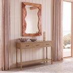SAFAVIEH Home Collection - Peyton Desert Brown Console Table with 3 Drawers and 1 Shelf, Farmhouse Accent Entryway Table (CNS5705G)