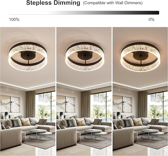 Jaycomey Modern LED Ceiling Light Fixture, 11.65" Black Flush Mount Kitchen Lighting with Clear Seeded Acrylic Lampshade,Round Ceiling Lamp Lights for Dining Room Foyer Hallway