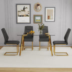 NicBex Dining Room Table Modern 51" Rectangular Dining Table for 6 with Tempered Glass Tabletop and Metal Legs for Kitchen, Dining Room, Restaurants, Golden