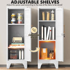 Coolsun 46" H Metal Pantry Cabinet, Metal Storage Locker with Door and 2 Adjustable Shelves, Food Pantry Cabinet for Living Room, Dining Room, Home Office