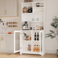 TrailBlaze Versatile Freestanding Kitchen Pantry Cabinet - 71" Tall Sideboard Buffet with Pegboard, 2 Glass Doors, Adjustable Shelves & 6 Hooks, Multi-Compartment Storage for Dining Room or Hallway