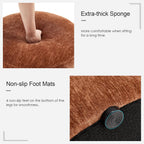 Upholstered Round Pouf Ottoman, Modern Footstool, Orange-Brown | Small Chenille Footrest with Soft Padded Seat & Wood Frame, Accent Vanity Stool for Bedroom (22.6"D x 22.6"W x 16.5"H)