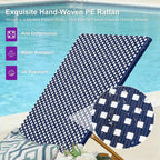 PURPLE LEAF Extra Wide Patio Lounge Chair Resort Wicker Set of 2, Navy | Handwoven Wicker, Teak Wood-Grain Aluminum Frame, 5 Adjustable Positions, Non-Slip Pads, Oversized Frame, 440 lbs Capacity