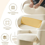Furniliving 30.5" Chenille Accent Chair, Modern Upholstered Armchair with Solid Wood Legs, Comfy Reading Chair for Living Room Bedroom, Wide Single Sofa Chair（White，Set of 1）