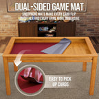 63" Solid Wood Board Game Table for Gaming/Dining, Removable Top | Gaming Table for 4–6 Players with 54" x 30.7" Play Area, Neoprene Play Mat, Leaf Storage Rack, 6 Cup Holders & Trays, Nature