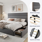 Allewie Modern Full Size Platform Bed Frame with 4 Storage Drawers