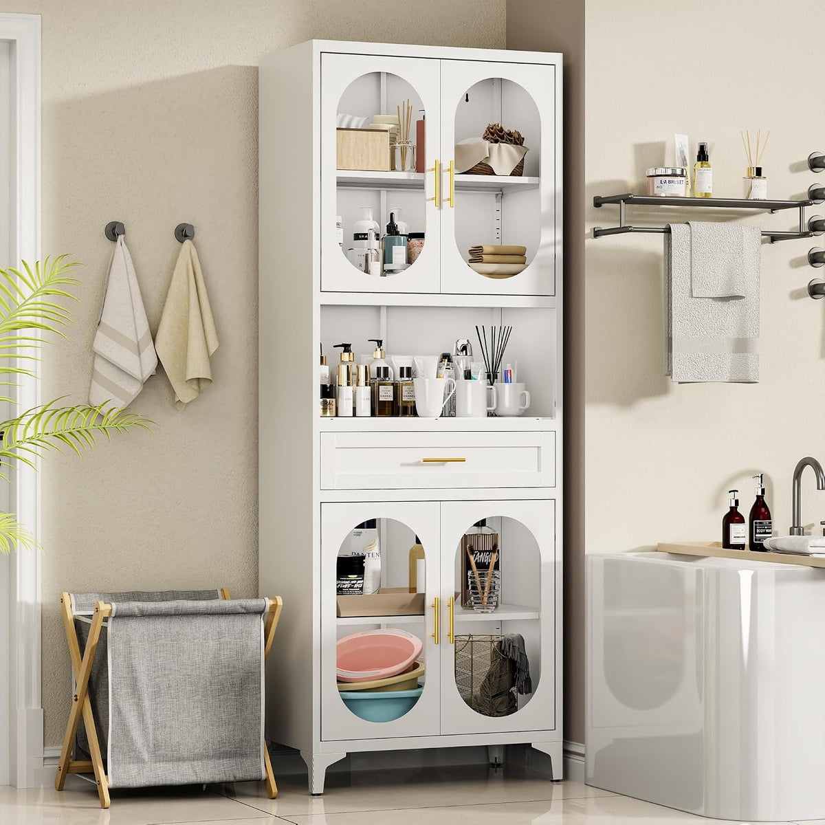 Kitchen Pantry Storage Cabinet (White, 75" H)