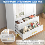 GAIOUS Steel Armoire Wardrobe Closet with Mirror and 2 Drawers 71" White | Clothes Storage Cabinets with 2 Doors, 1 Adjustable Shelf, Metal Wardrobe Cabinet with Hanging Rod for Bedroom, Gym, Cloak