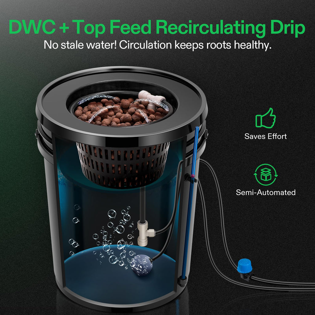 VIVOSUN DWC Hydroponics Grow System with Top Drip Kit 4 Buckets