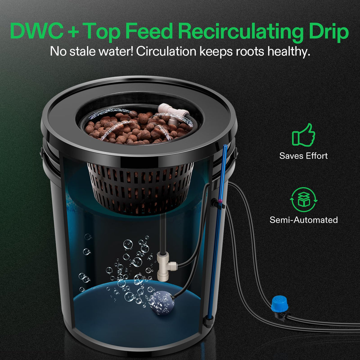 VIVOSUN DWC Hydroponics Grow System with Top Drip Kit 4 Buckets