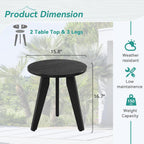HDPS Outdoor Side Table, Small Round End Table for Outdoor, Black | Outdoor Round Accent Table For Patio,Porch,Garden,Companion to your Chairs, Weather-Resistant, Easy Clean, Quick Assembly