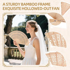 50pcs Personalized Wedding Fans for Guests - Custom Wooden Hand Fans with Names/Dates - Bulk Wedding Favors for Bridal Shower, Baby Shower & Parties (Wood, 50pcs)