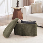 ONEVOG Storage Ottoman with Removable Lid, Modern Multifunctional Chenille Upholstered Footrest Stool for Couch, Modern Stool for Living Room, Bedroom, Dorm, Vanity, Green