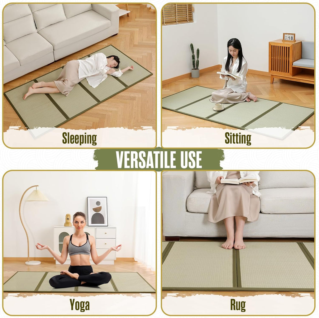 Tatami Mat, Tatami Mattress, Japanese Sleeping Mat, Traditional, 80x40 | Houseables Japanese Floor Mattress, Twin XL, Bamboo Sleeping Rug, Kotatsu Floor Bed, Futon, Goza, Rush Grass, Folding